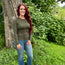 Olive Basic Round Neck Long Sleeve