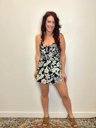 V-Neck Wrap Skirt Romper