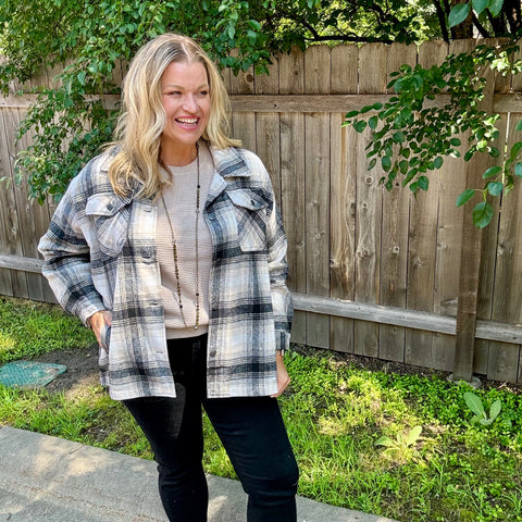 Black and Tan Plaid Shacket