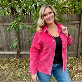 Fuchsia Corduroy Shacket