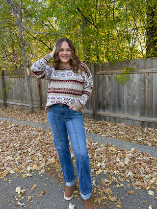 Fair Isle Pattern Knit Sweater