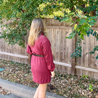 Red Brushed Knit Sweater Dress