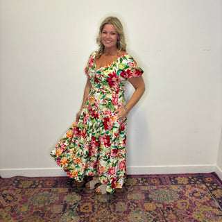 Floral Puff Sleeve Maxi Dress