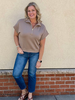 Cocoa Half Zip Short Sleeve Pullover