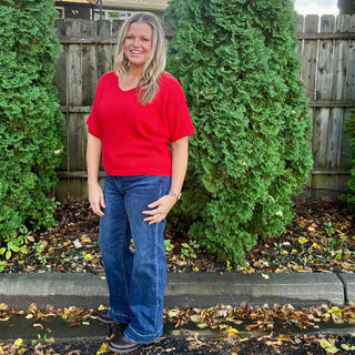 Ruby Short Sleeve V-Neck Dolman Sweater