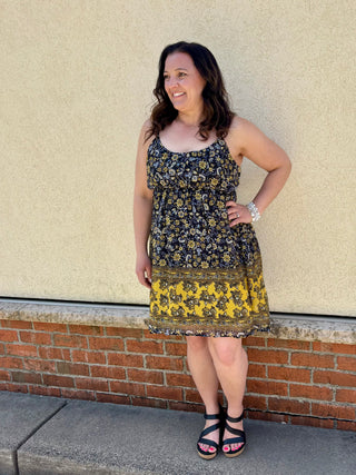 Paisley Border Mini Dress