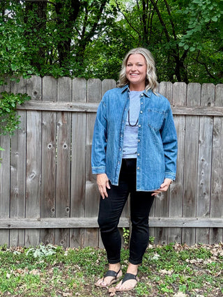 Risen Oversized Denim Shacket with Pockets