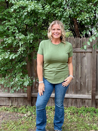 Steeped Sage Curve Pima Cotton Tee