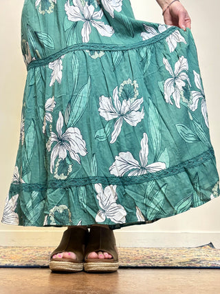 V-Neck Maxi Dress with Lace Trim