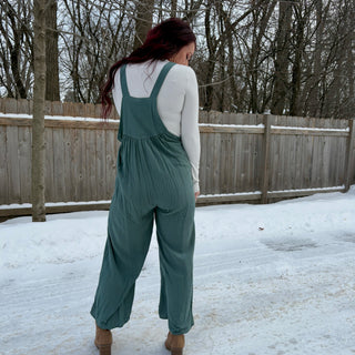 Ash Jade Woven Crepe Overalls