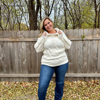 Oversized Cable Knit Hooded Sweater