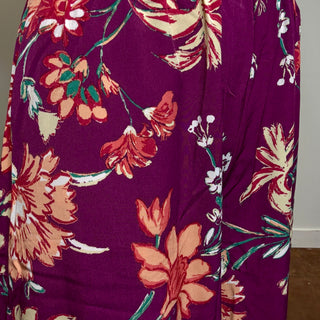 Plum Floral Print Wide Leg Pants