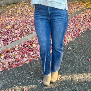 Risen Tummy Control High Rise Crop Straight Leg Jean