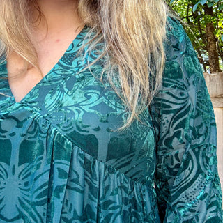 Forest Green Deep V-neck Velvet Mini Dress