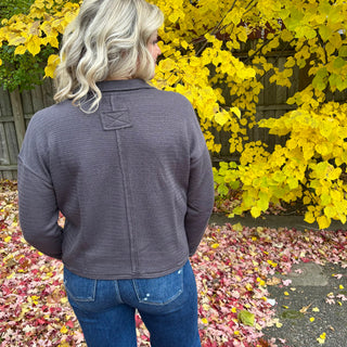 Charcoal Exposed Seam Long Sleeve