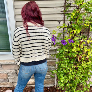 Striped Collared Button Up Cardigan