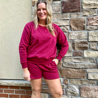 Cabernet Fleece Sweatshirt and Shorts Set