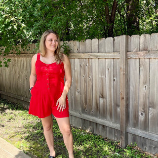 Light Weight Knit Romper with Button Up Details