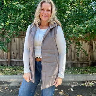 Grey Hooded Puffer Vest