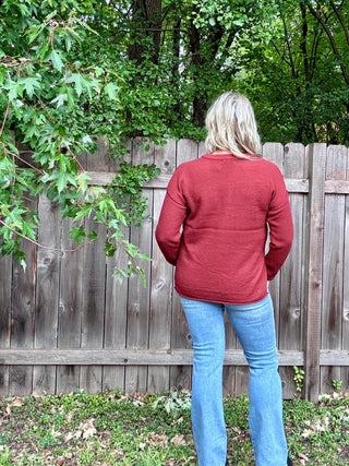 Dark Rust 4 Button Henley Sweater