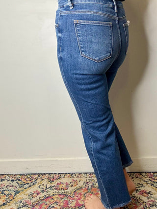 Risen High Rise Tummy Control Crop Straight Leg Jeans