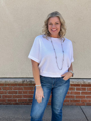 White Double Knit Short Sleeve