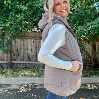 Grey Hooded Puffer Vest