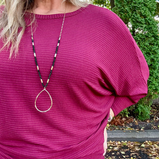 Cabernet Ribbed Dolman Long Sleeve