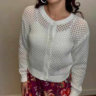 Ivory Crochet Cardigan Sweater