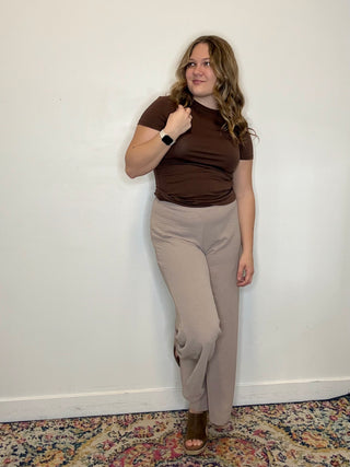 Brown Basic Fitted Tee