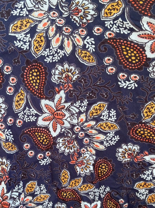 Navy Paisley Maxi Skirt
