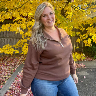 Brown Fleece Half Zip Sweatshirt