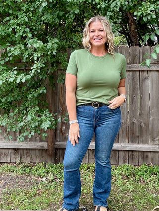 Steeped Sage Curve Pima Cotton Tee