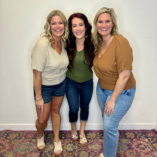 Camel Short Sleeve V-Neck Dolman