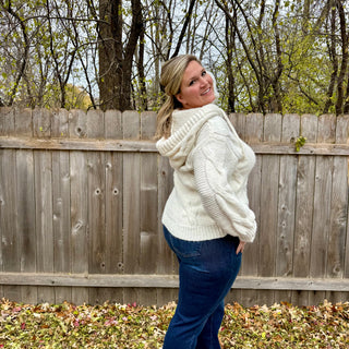 Oversized Cable Knit Hooded Sweater