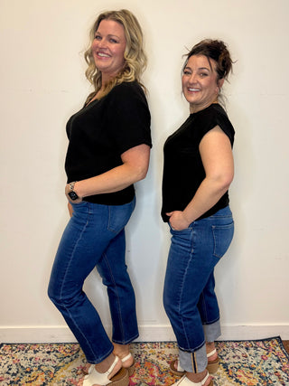 Vervet Mid Rise Dark Wash Ankle Straight Jeans