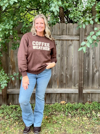 Crewneck Brown Coffee Weather Sweatshirt