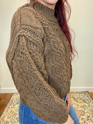 Brown Cable Knit Sweater