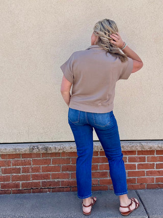 Cocoa Half Zip Short Sleeve Pullover
