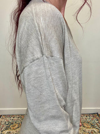 Heather Mocha V-Neck Wool Blend Sweater