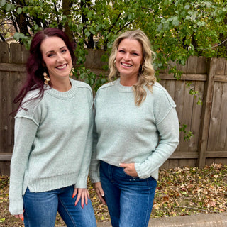 Rib and Seam Detailed Long Sleeve Sweater