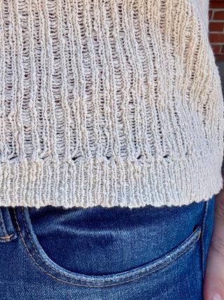 Cream Textured Sweater Vest Top