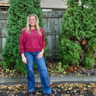 Cabernet Ribbed Dolman Long Sleeve