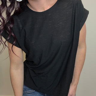 Black Cuffed Sleeve Tee