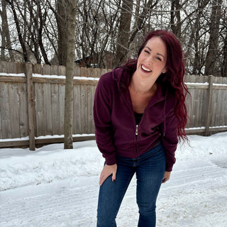 Deep Burgundy Zip Up Hoodie