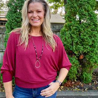 Cabernet Ribbed Dolman Long Sleeve