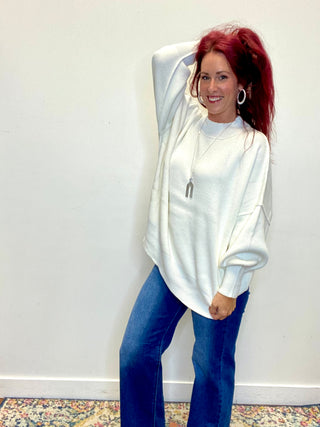 Ivory Side Slit Oversized Sweater