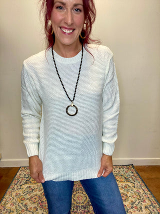Ivory Round Neck Knit Sweater