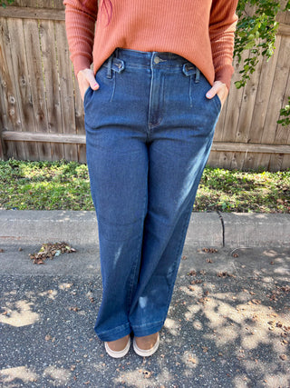 Judy Blue High Waisted LUX Retro Wide Dark Nightfall Blue Jean
