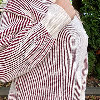 Cabernet Two Tone Crew Neck Sweater